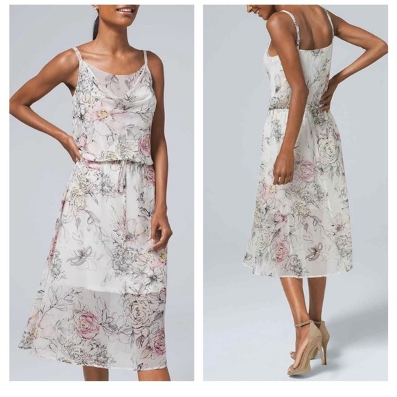 NWT White House Black Market Floral-Print Blouson Dress - Picture 1 of 7